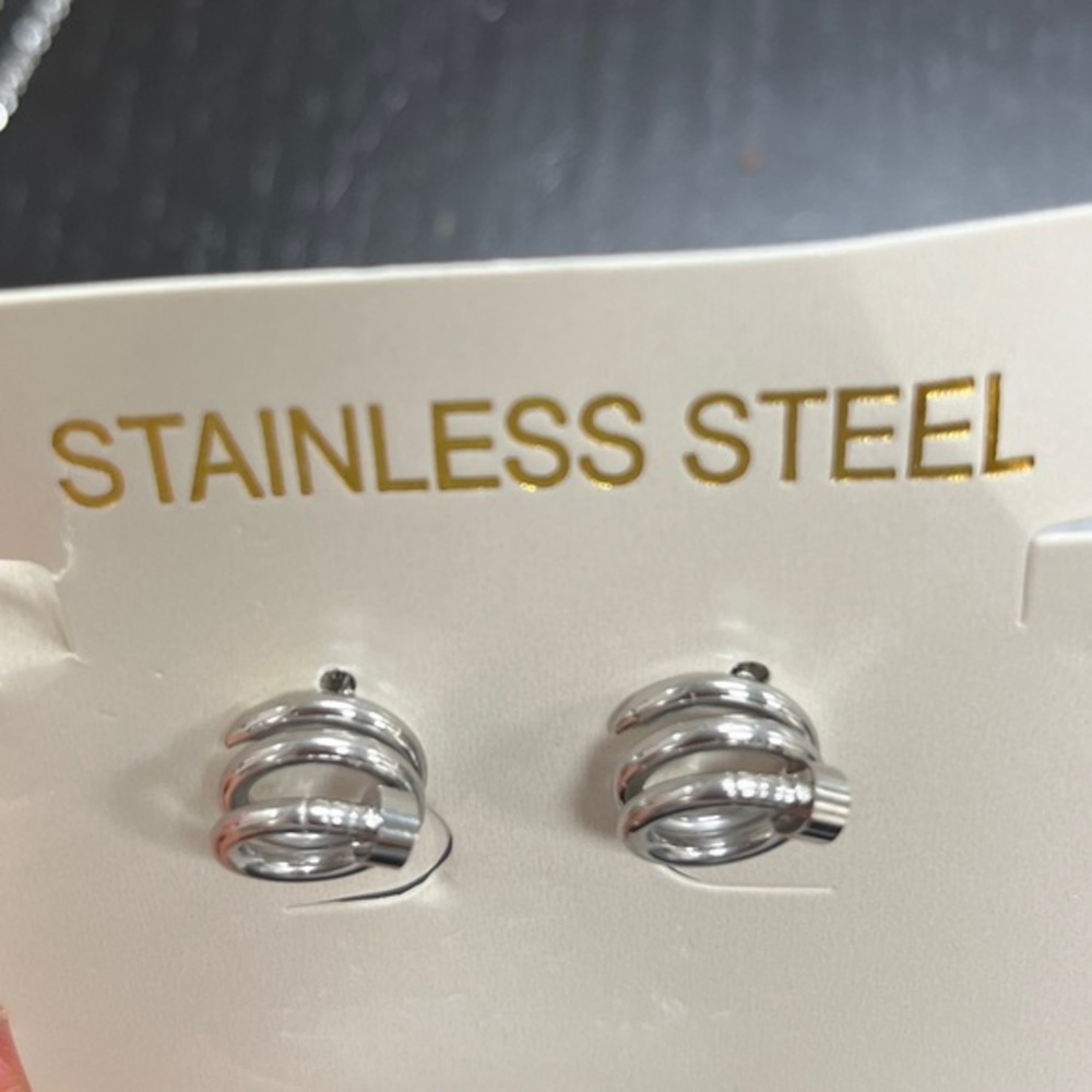 Stainless steel Nail Design Stud Earrings